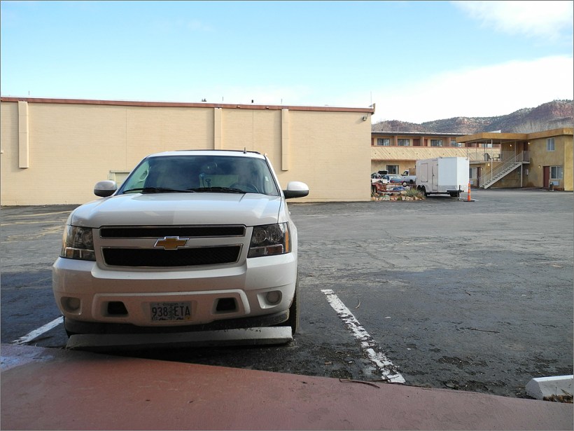 Der erste Blick aus dem Zimmer am letzten Tag in Kanab