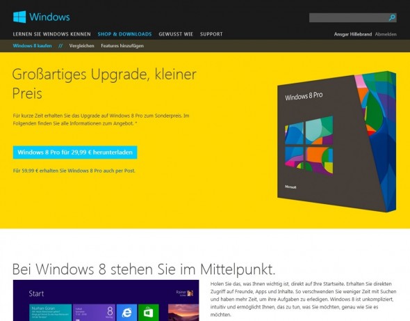 Windows-8-Upgrade-Startseite