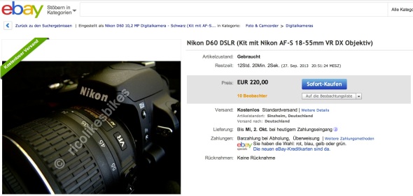 Nikon D60 - ebay Auktion